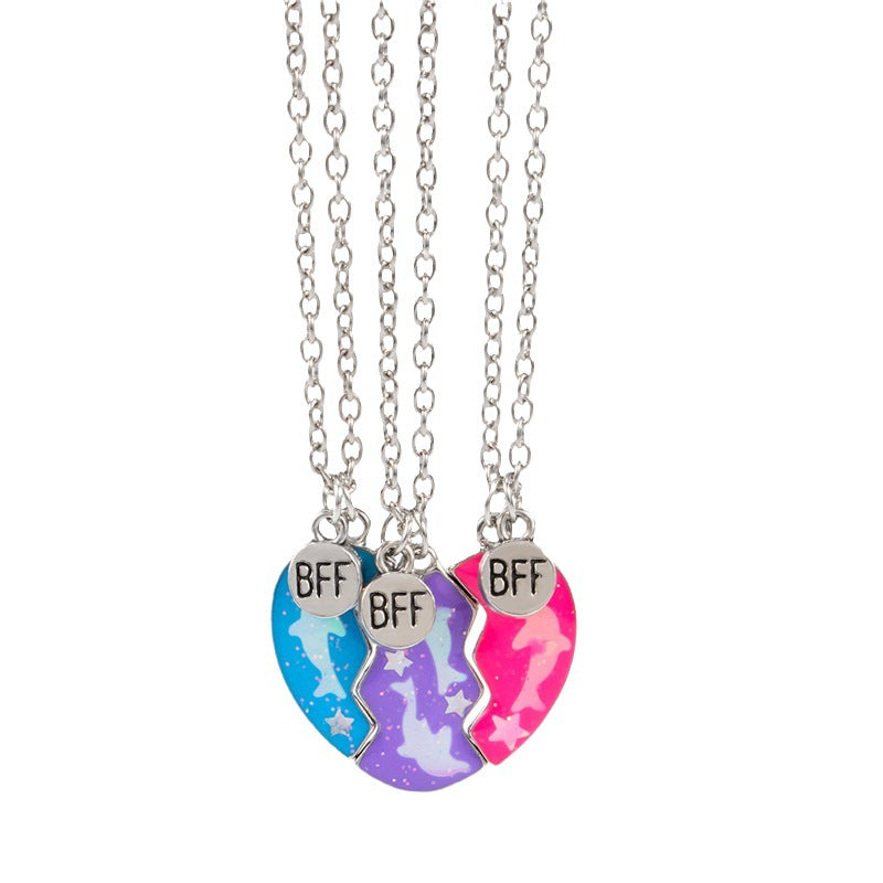 Wholesale Children's Dolphin Magnetic Stitching Love Alloy Necklace